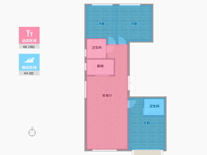 内蒙古自治区-包头市-方兴衞士府-88.00-户型库-动静分区