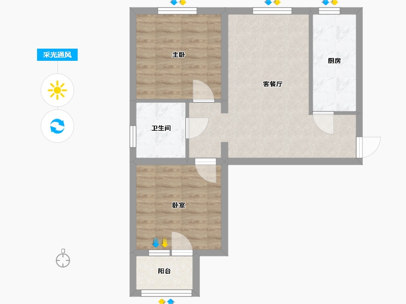 北京-北京市-浪清园-60.00-户型库-采光通风