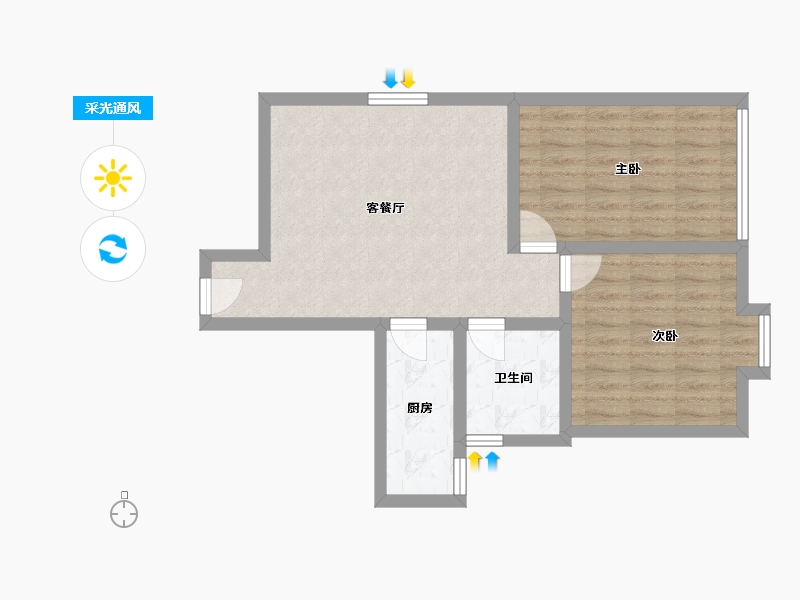 湖北省-武汉市-新天三期-60.00-户型库-采光通风