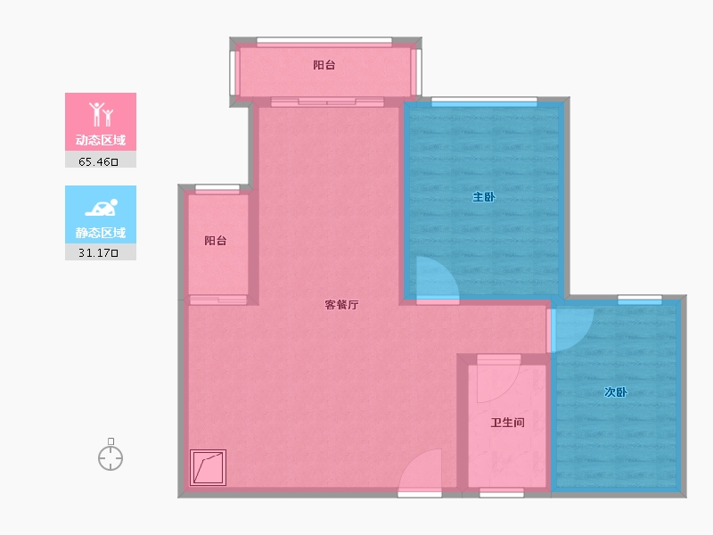 山西省-太原市-玉门花园小区-A区-86.51-户型库-动静分区