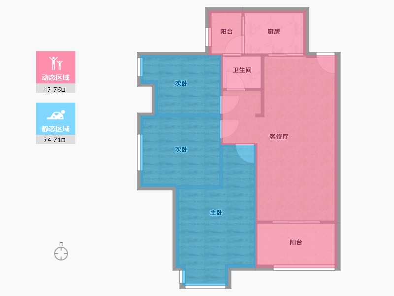 湖南省-长沙市-中建芙蓉嘉苑-72.24-户型库-动静分区