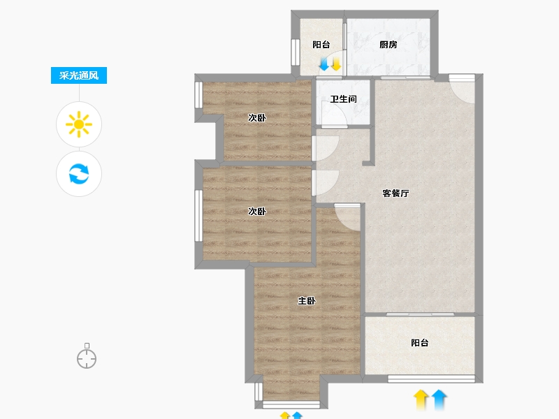 湖南省-长沙市-中建芙蓉嘉苑-72.24-户型库-采光通风