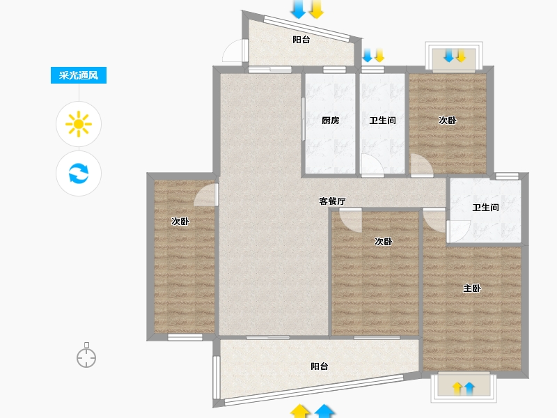 江苏省-常州市-天安花园-151.00-户型库-采光通风