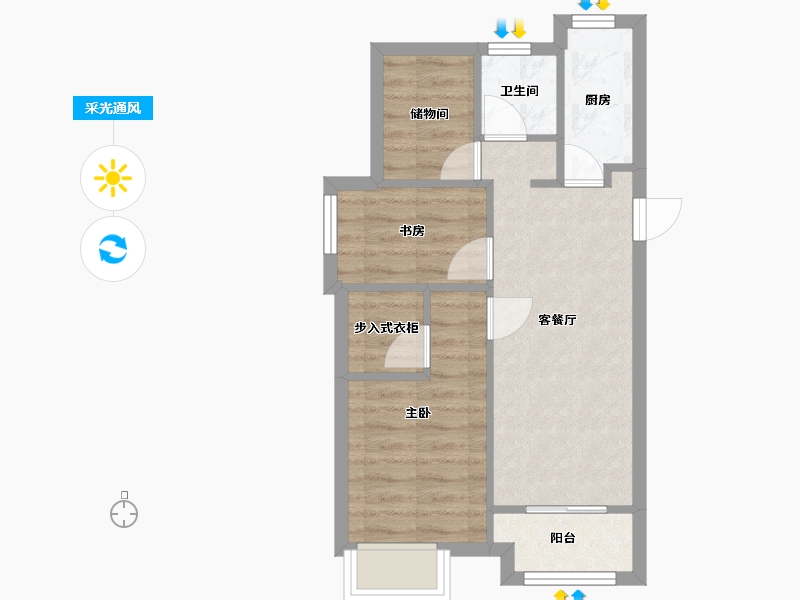 江苏省-苏州市-万科魅力花园-65.00-户型库-采光通风