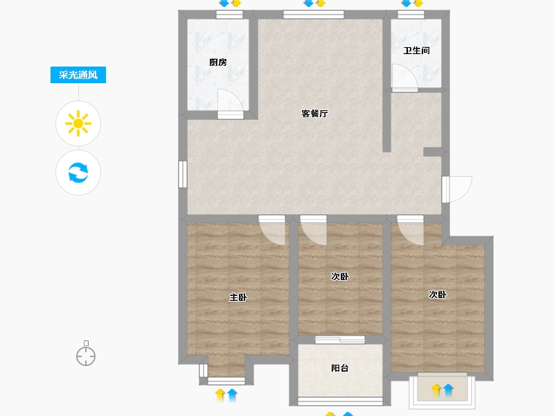 山东省-聊城市-金水苑小区-80.00-户型库-采光通风