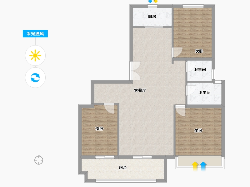 安徽省-宣城市-尚城江南府-110.00-户型库-采光通风