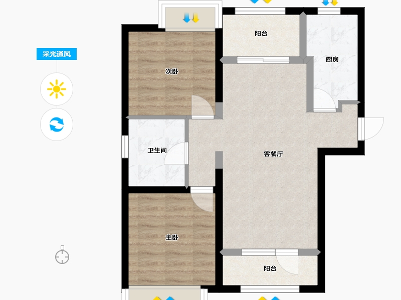 河北省-廊坊市-嘉都嘉华苑-70.00-户型库-采光通风