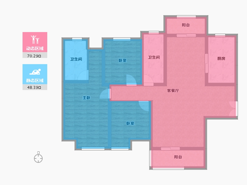 陕西省-咸阳市-秦都花苑-90.00-户型库-动静分区