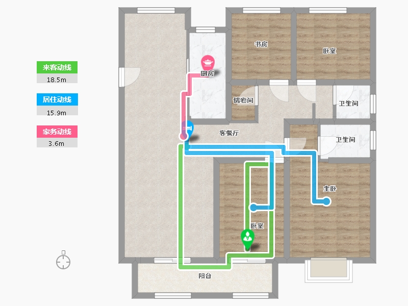 浙江省-嘉兴市-小桥人家-111.00-户型库-动静线