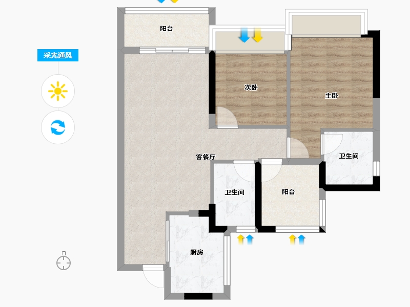 广东省-佛山市-金地中南新城大境-70.77-户型库-采光通风