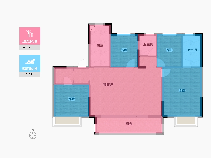 江苏省-苏州市-中梁海伦堡滨湖云璟-101.60-户型库-动静分区