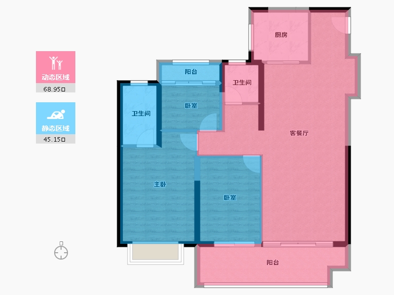 河南省-郑州市-郑州洺悦融园-103.19-户型库-动静分区