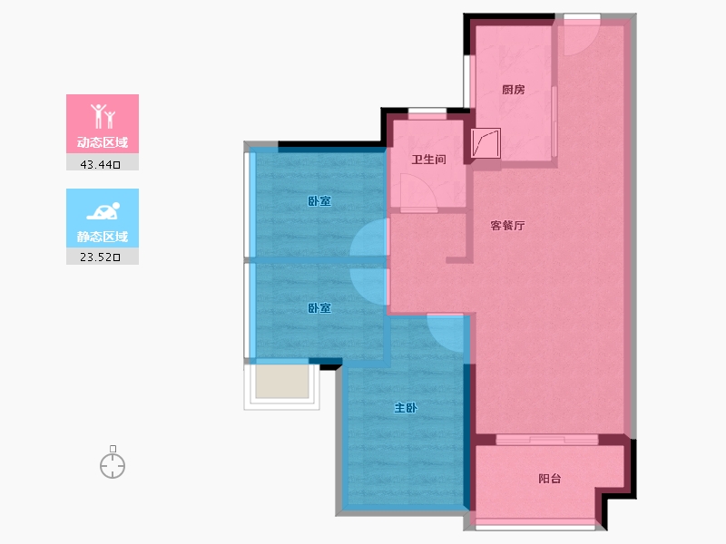 广东省-惠州市-太东万科万悦花园-59.21-户型库-动静分区