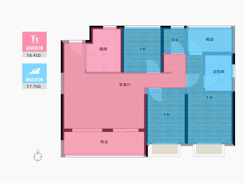 浙江省-台州市-绿城城投晓风印月-104.00-户型库-动静分区