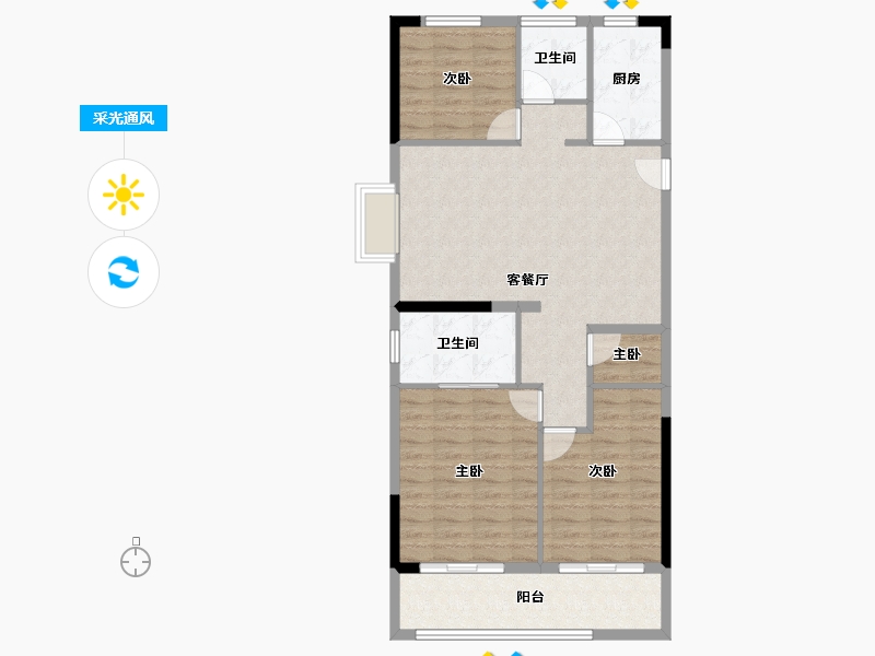 浙江省-宁波市-保利明玥春汀-91.95-户型库-采光通风