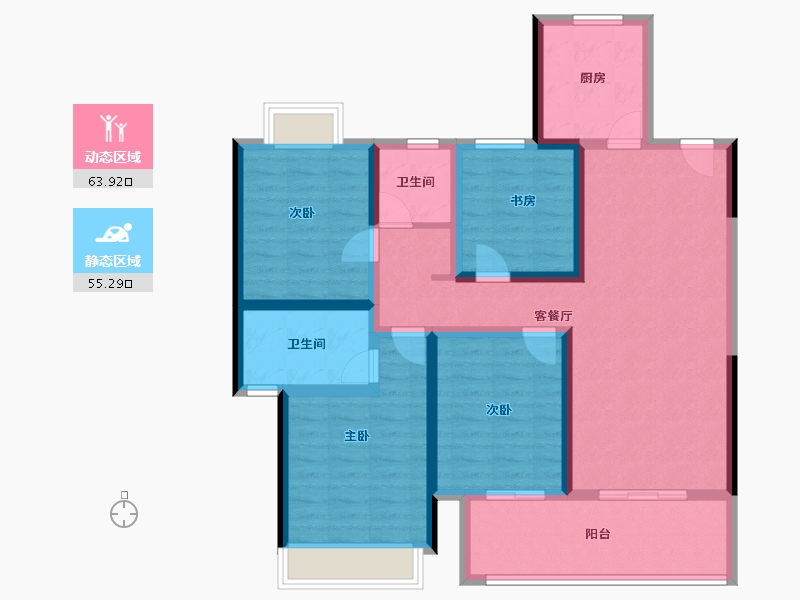 云南省-昆明市-安宁吾悦广场-105.43-户型库-动静分区