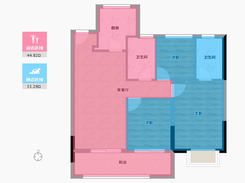 浙江省-宁波市-保利明玥春汀-70.12-户型库-动静分区