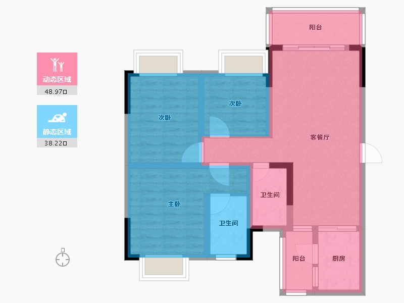 四川省-成都市-翡翠香城-76.50-户型库-动静分区