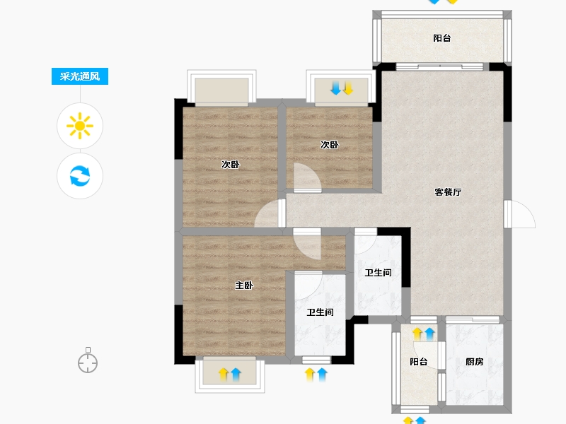 四川省-成都市-翡翠香城-76.50-户型库-采光通风