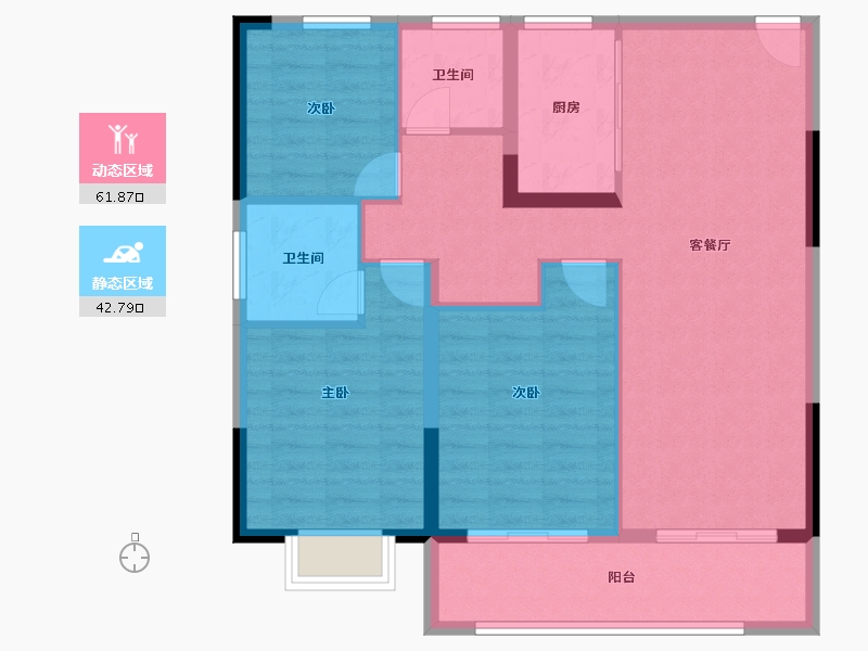 浙江省-宁波市-保利明玥春汀-94.78-户型库-动静分区