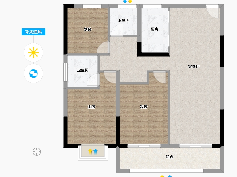 浙江省-宁波市-保利明玥春汀-94.78-户型库-采光通风