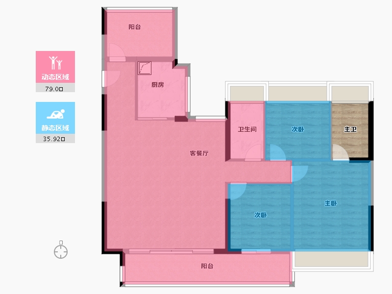 广东省-惠州市-华发旭辉铂钻花园-108.44-户型库-动静分区