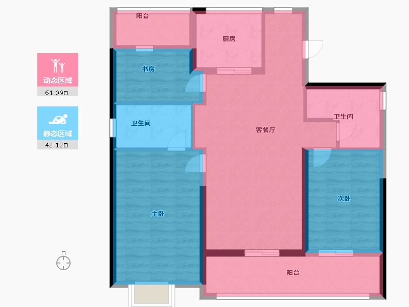 浙江省-台州市-绿城城投晓风印月-92.00-户型库-动静分区