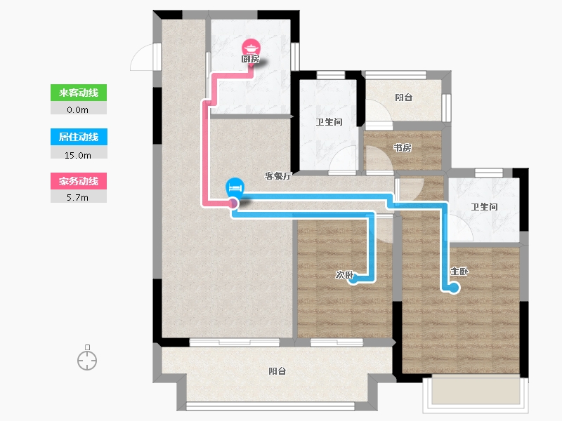 江苏省-苏州市-中梁海伦堡滨湖云璟-78.40-户型库-动静线