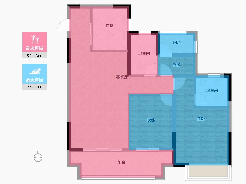 江苏省-苏州市-中梁海伦堡滨湖云璟-78.40-户型库-动静分区