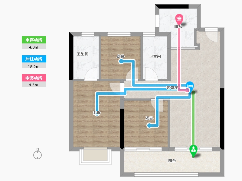 浙江省-宁波市-保利明玥春汀-73.26-户型库-动静线