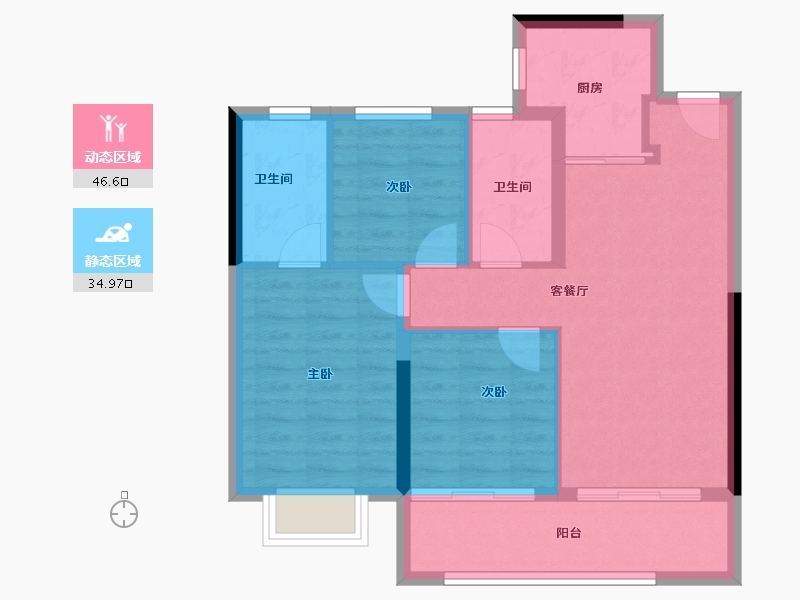 浙江省-宁波市-保利明玥春汀-73.26-户型库-动静分区