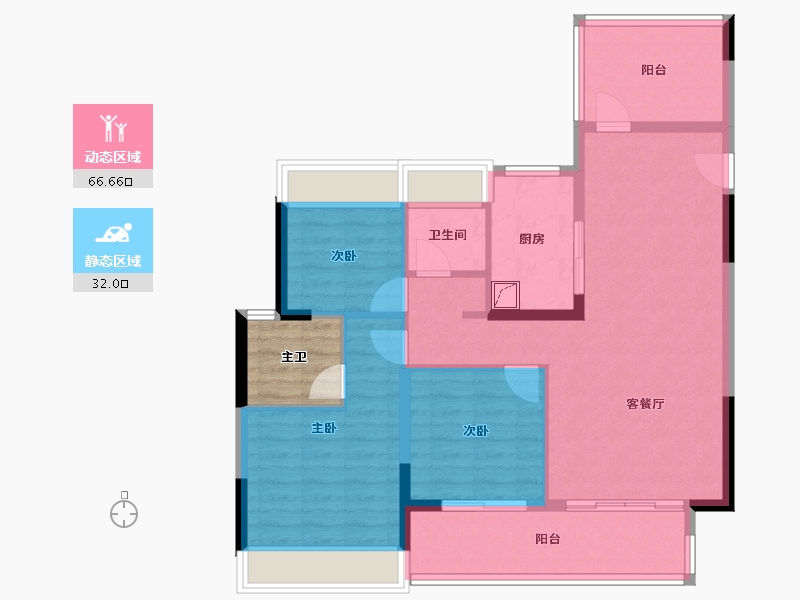 广东省-惠州市-华发旭辉铂钻花园-92.45-户型库-动静分区