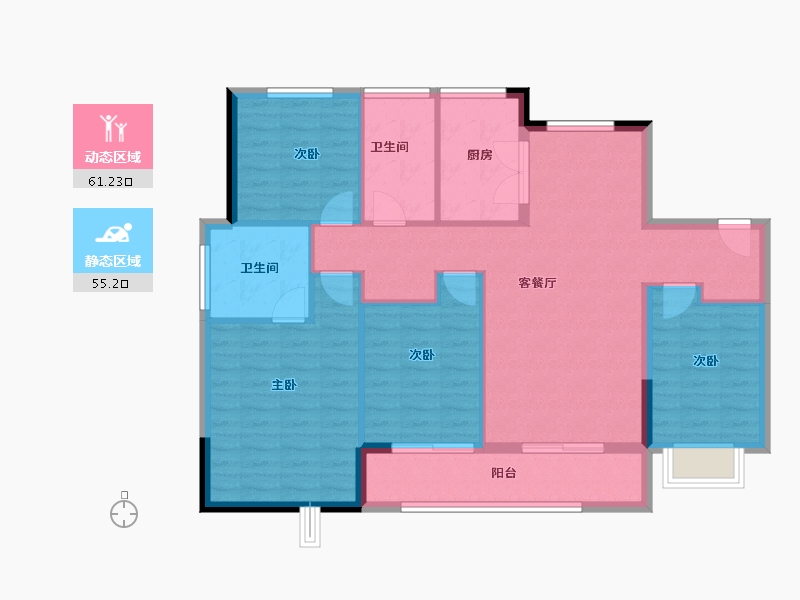 浙江省-宁波市-保利明玥春汀-105.58-户型库-动静分区