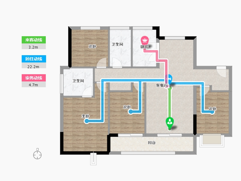 浙江省-宁波市-保利明玥春汀-105.58-户型库-动静线