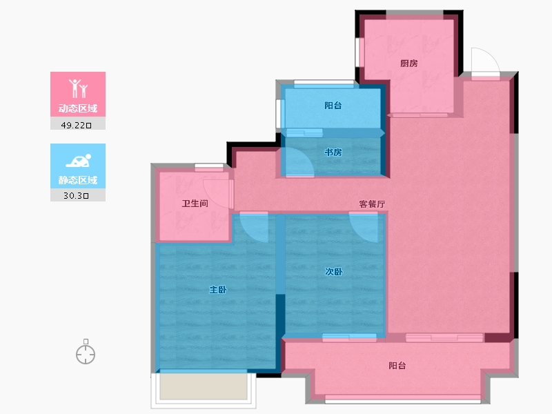 江苏省-苏州市-中梁海伦堡滨湖云璟-70.40-户型库-动静分区