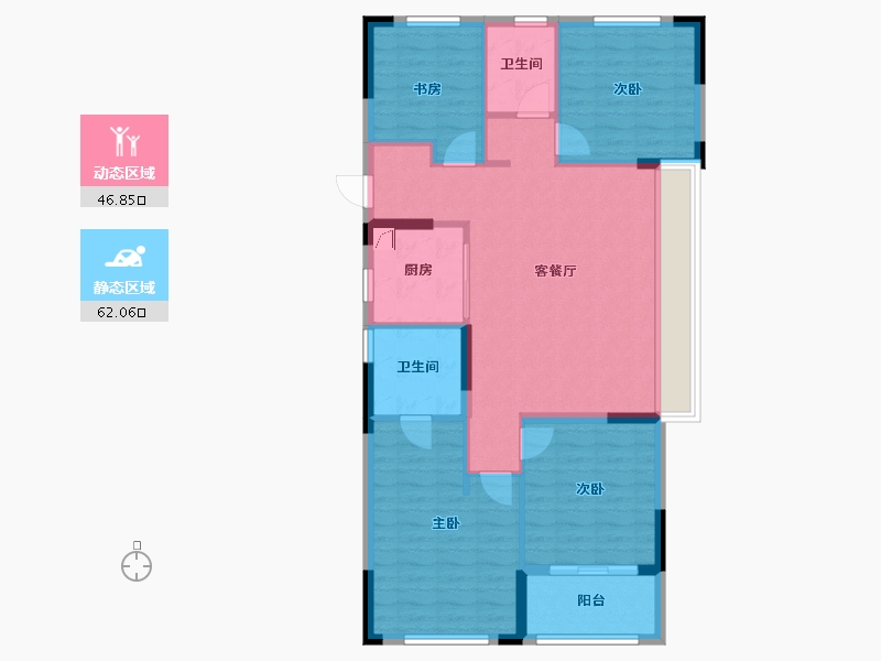 浙江省-杭州市-华景川云萃天和城-98.40-户型库-动静分区