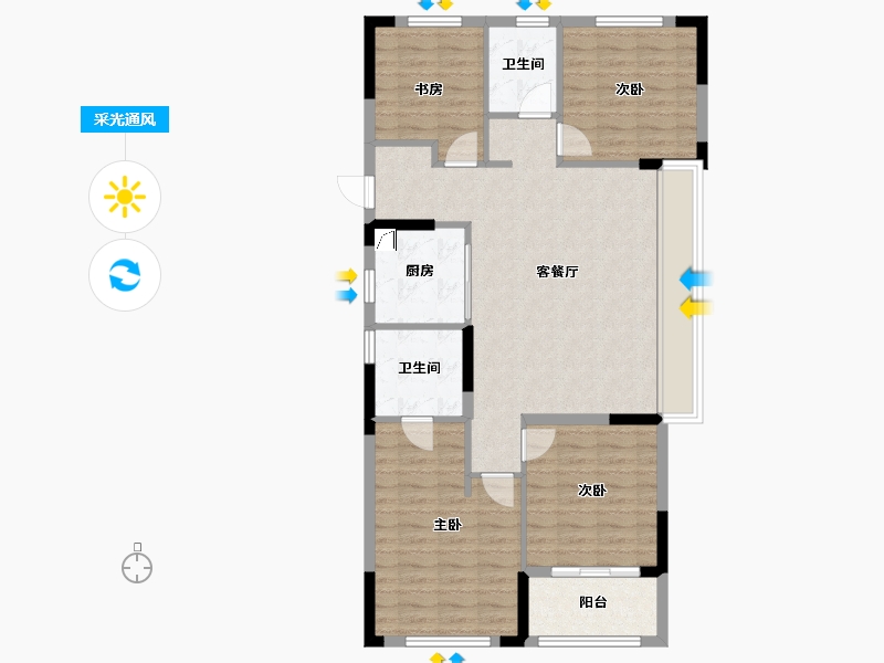 浙江省-杭州市-华景川云萃天和城-98.40-户型库-采光通风