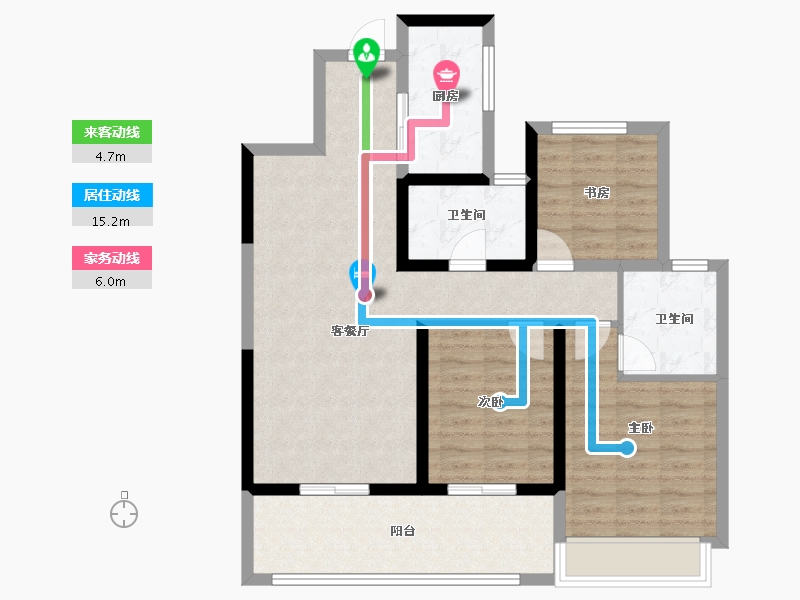 云南省-昆明市-安宁吾悦广场-88.86-户型库-动静线