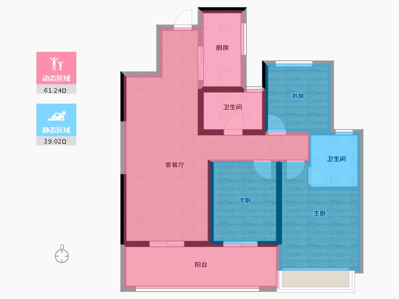 云南省-昆明市-安宁吾悦广场-88.86-户型库-动静分区