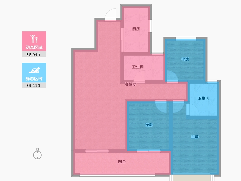 云南省-昆明市-安宁吾悦广场-86.16-户型库-动静分区