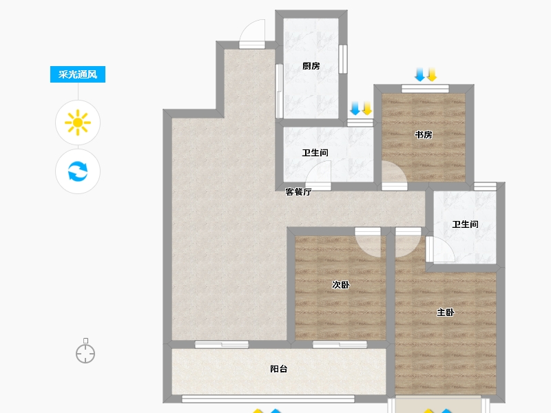 云南省-昆明市-安宁吾悦广场-86.16-户型库-采光通风