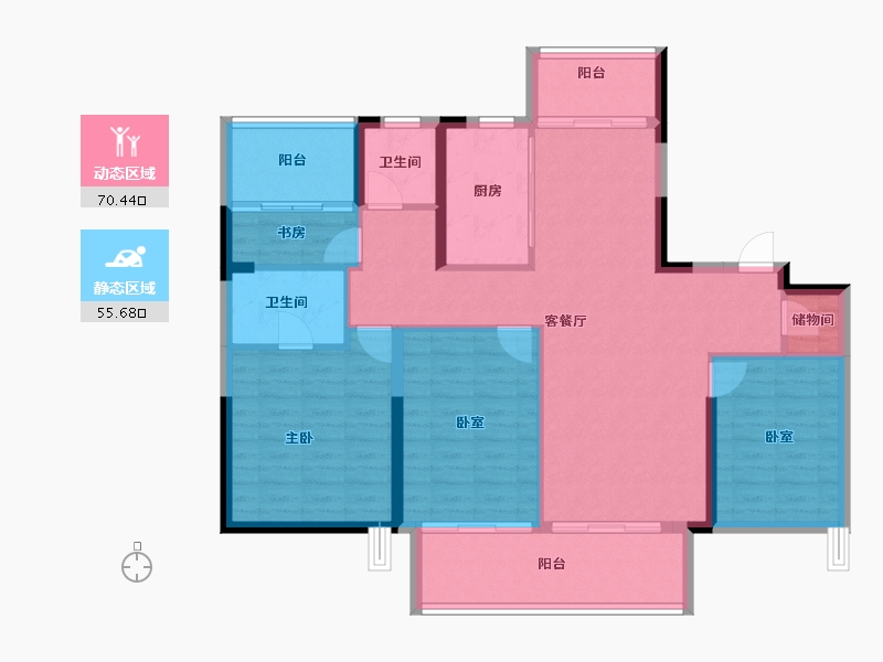 河南省-郑州市-郑州洺悦融园-114.41-户型库-动静分区