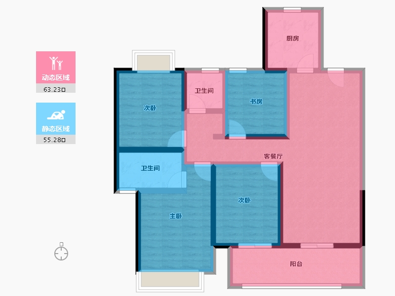 云南省-昆明市-安宁吾悦广场-104.54-户型库-动静分区