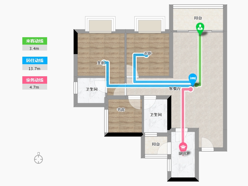 四川省-成都市-万达御湖龙湾-67.33-户型库-动静线