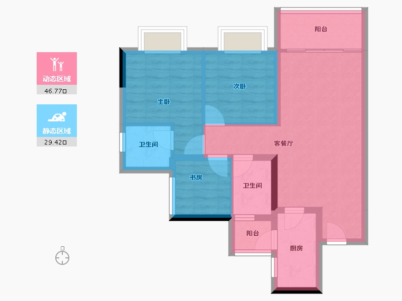 四川省-成都市-万达御湖龙湾-67.33-户型库-动静分区