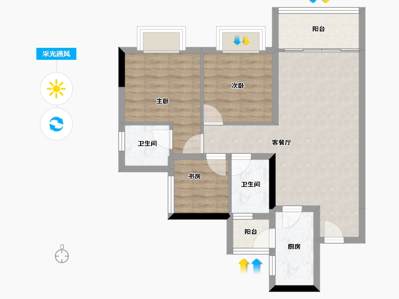 四川省-成都市-万达御湖龙湾-67.33-户型库-采光通风