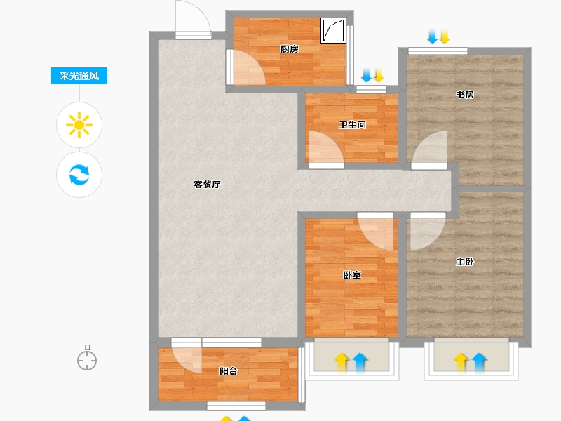 河北省-石家庄市-东胜未来云-69.77-户型库-采光通风