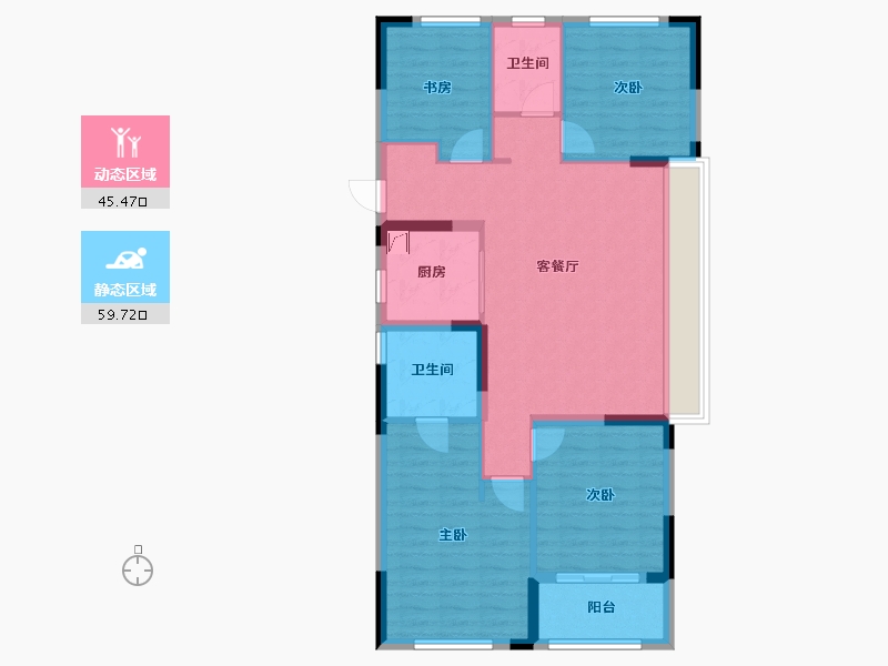 浙江省-杭州市-华景川云萃天和城-94.40-户型库-动静分区