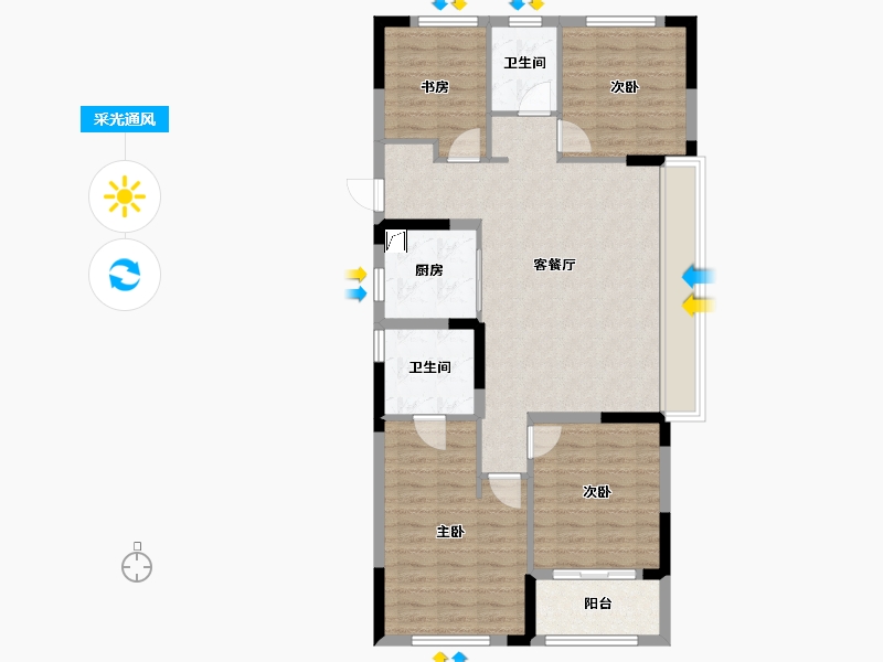 浙江省-杭州市-华景川云萃天和城-94.40-户型库-采光通风