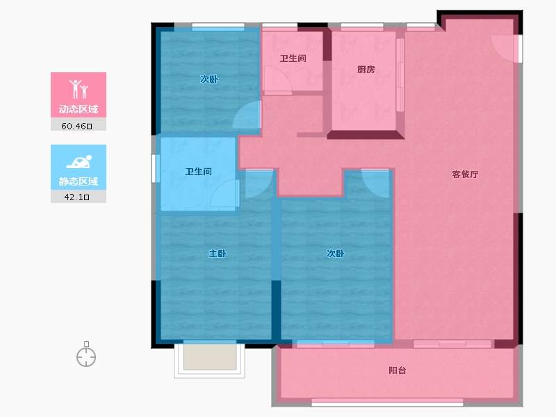 浙江省-宁波市-保利明玥春汀-92.63-户型库-动静分区